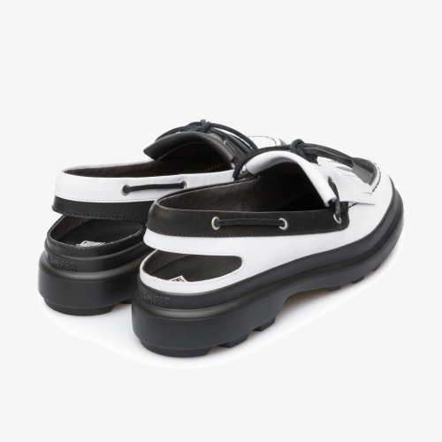 Camper Twins Flat Shoes White / Black - Womens Singapore KUJGIE-361